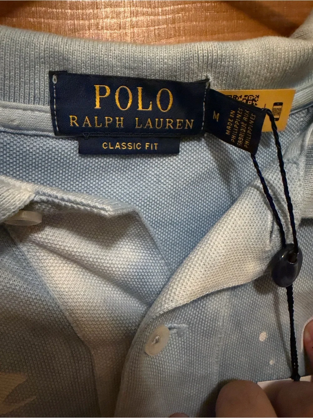 Ralph Lauren Light Blue & White Aloha Hawaiian Polo Shirt